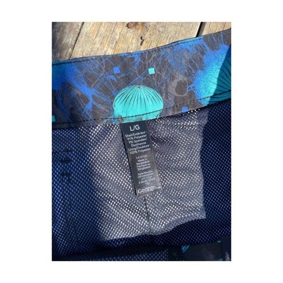 George Swim Shorts Trunks Jellyfish Print Black Blue Purple Sz L NWT - Picture 2 of 4